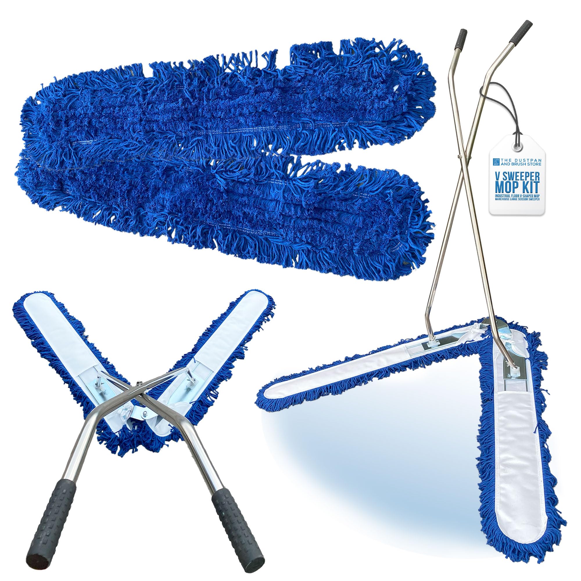 100cm V-Shaped Scissor Sweeper Mop – Hard Floor Cleaner with Washable Industrial Mop Head for Efficient Dust Pickup – Commercial Sweeping Broom for Warehouse Cleaning