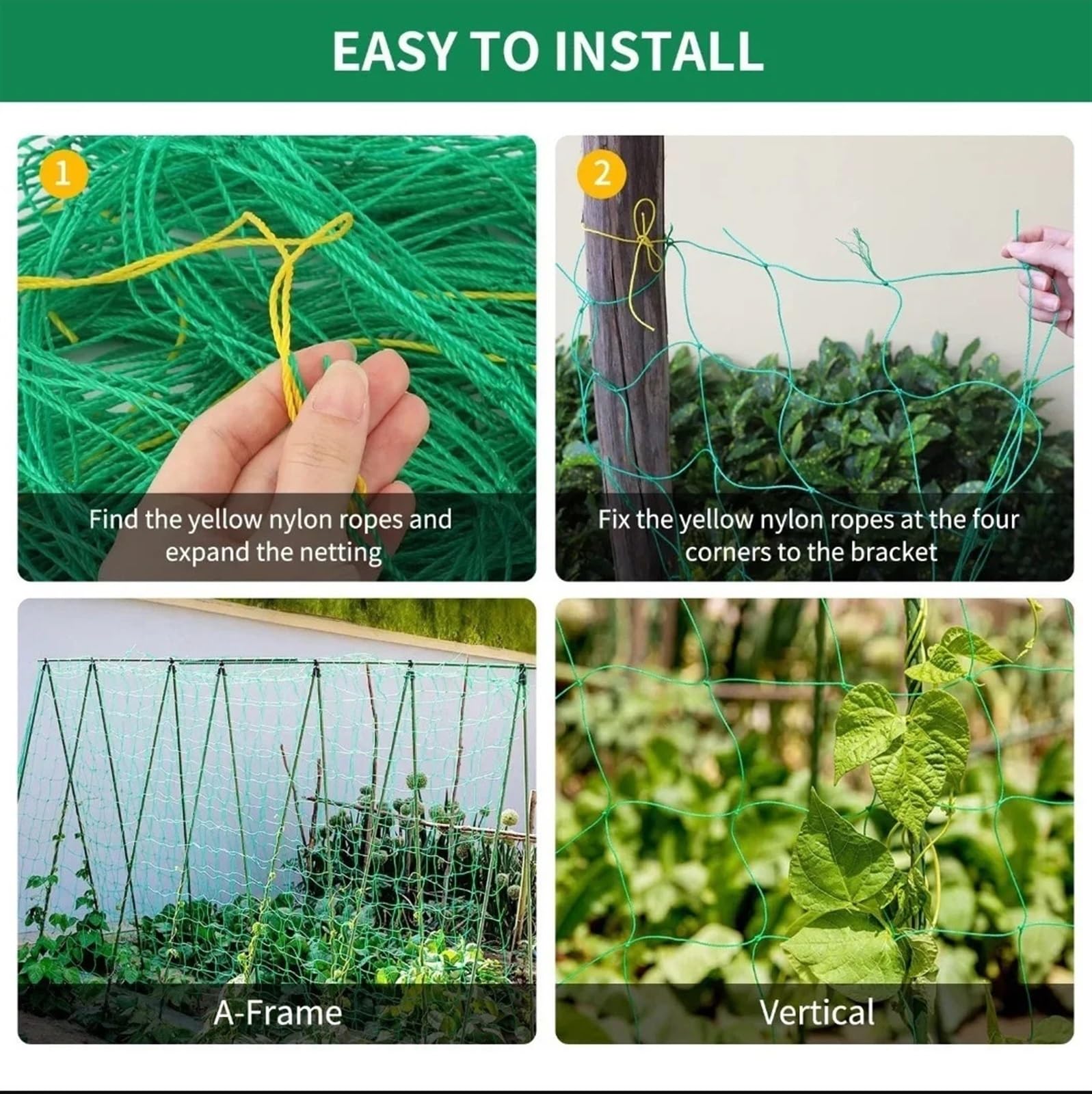 HeavyDu, rete a traliccio da giardino, 1,8 x 2,7 m, in poliestere, supporto per piante, rete quadrata per piante rampicanti e vetables, rete per coltivazione all'aperto