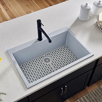 Ruvati 30 x 20 inch Drop-in Topmount Granite Composite Kitchen Sink Single Bowl - Silver Gray - RVG1030GR