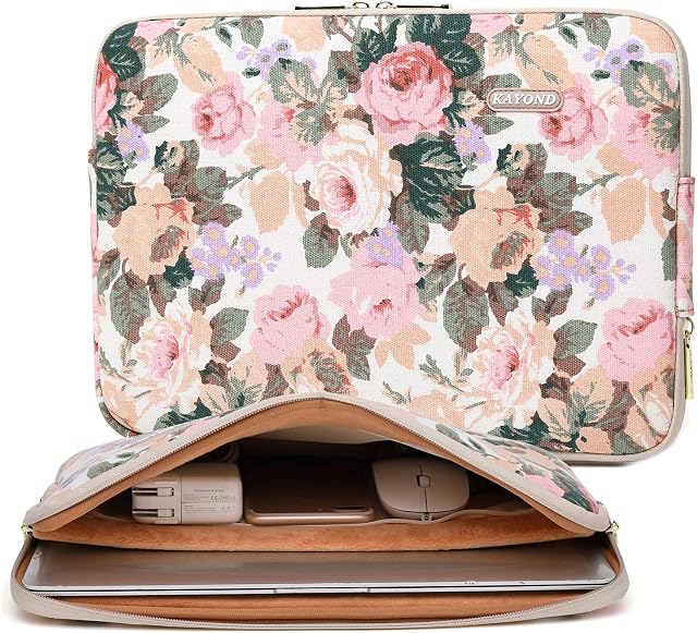 KAYOND White Camellia Water-resistant 11 inch laptop sleeve with pocket for 11 inch 11.6 inch laptop case macbook air 11 macbook 12 sleeve surface pro Case Bag Case Bag (11-11.6 Inch, White Camellia)