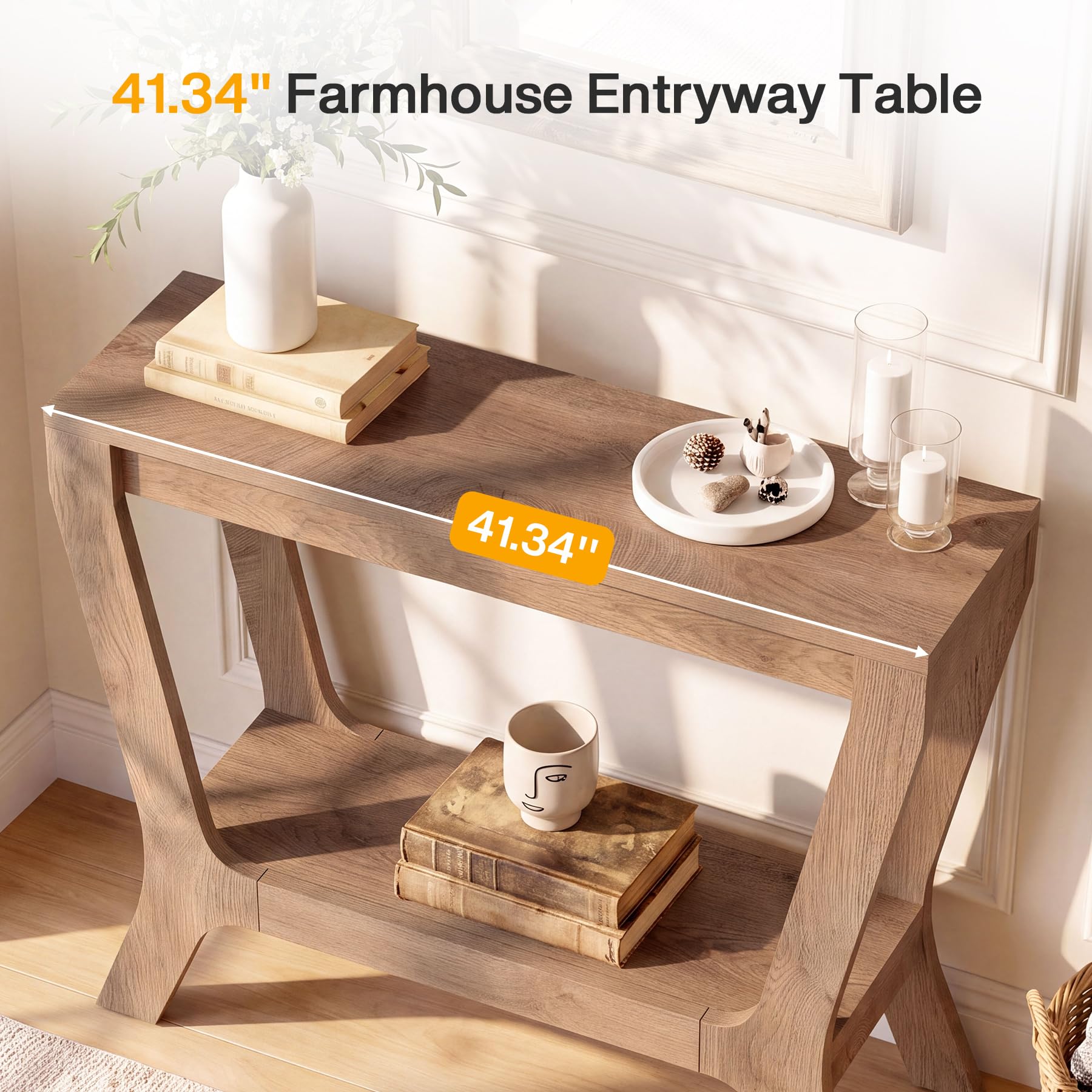 Console 105 cm avec Étagère, Table Console d'Entrée en MDF avec Rangement