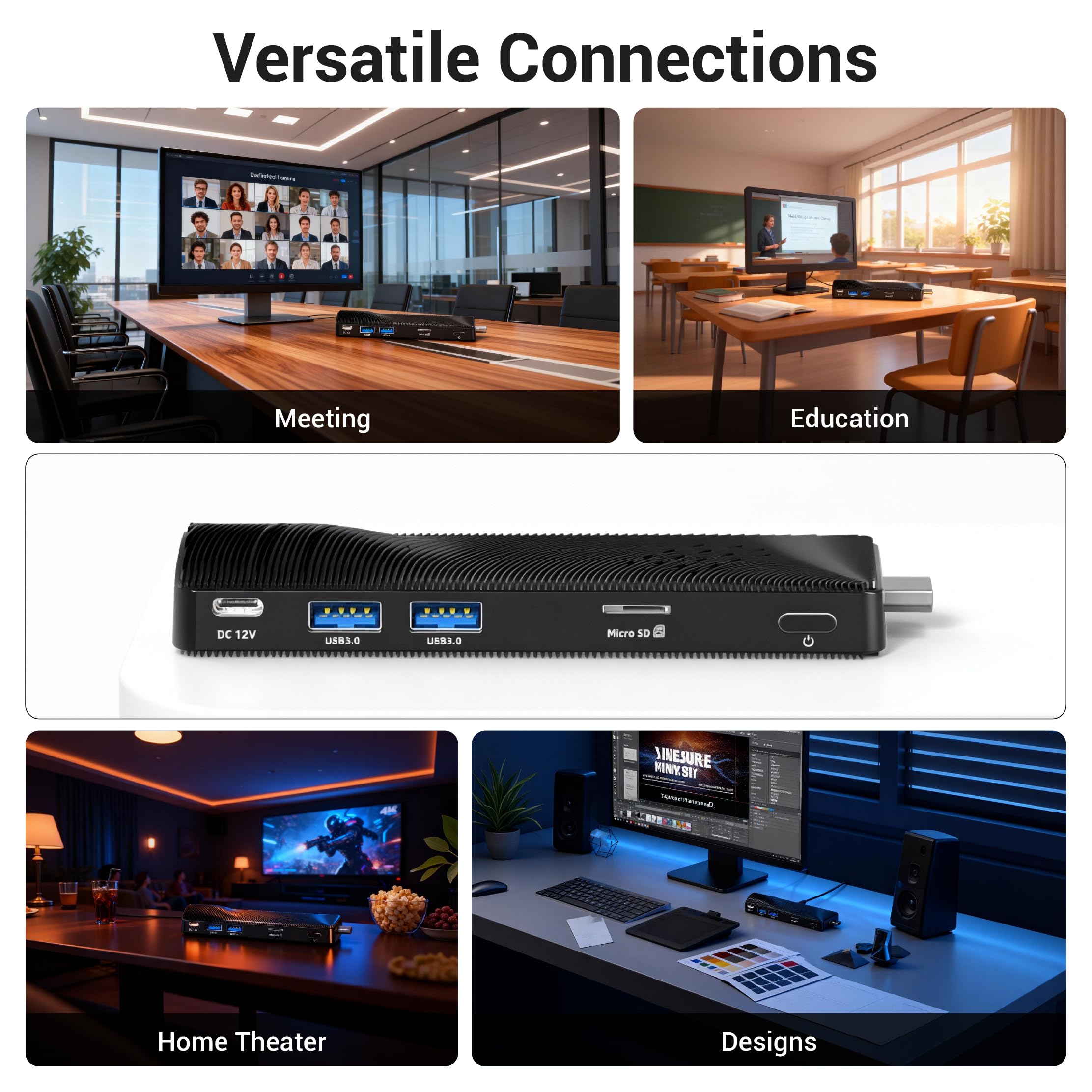 Mini PC Stick, Win 10, Celeron N4200 Computer Stick, 4GB RAM 64GB ROM Micro computadora, Support 4K HDMI 2.4G+5G WiFi/Bluetooth 4.2 für Business, Reisen, Heimbüro