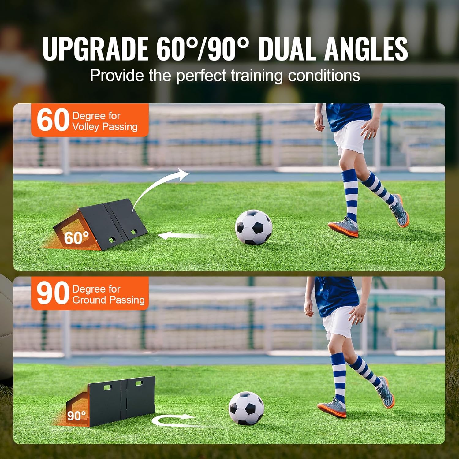 Happybuy Portable Soccer Rebounder Board, 45"X13", Foldable with 2 Angles Rebound. HDPE Kickback Rebound Board for Kids and Adults. Ideal Soccer Training Equipment for Passing & Shooting Practice