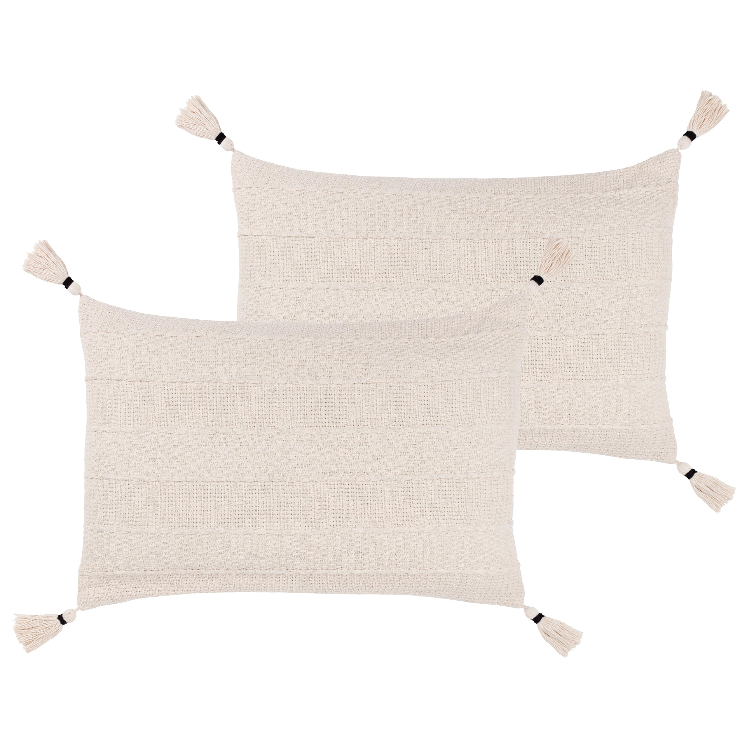 Yard Caliche Textured Tasselled Feather Filled Cushion - Twin Pack