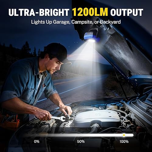 Miniatura 2 de WORKPRO Luz de trabajo recargable, luz magnética de 1200 lm con batería de 4000 mAh, LED portátil con 4 modos, resistente al agua IPX4, luz de