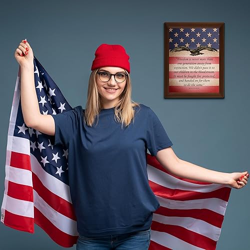 Miniatura 4 de Freedom Must Be Fought For - American Flag Ronald Reagan Presidential Quotes Wall Art, Rustic Inspirational Wall Decor Print For Modern Home Decor,