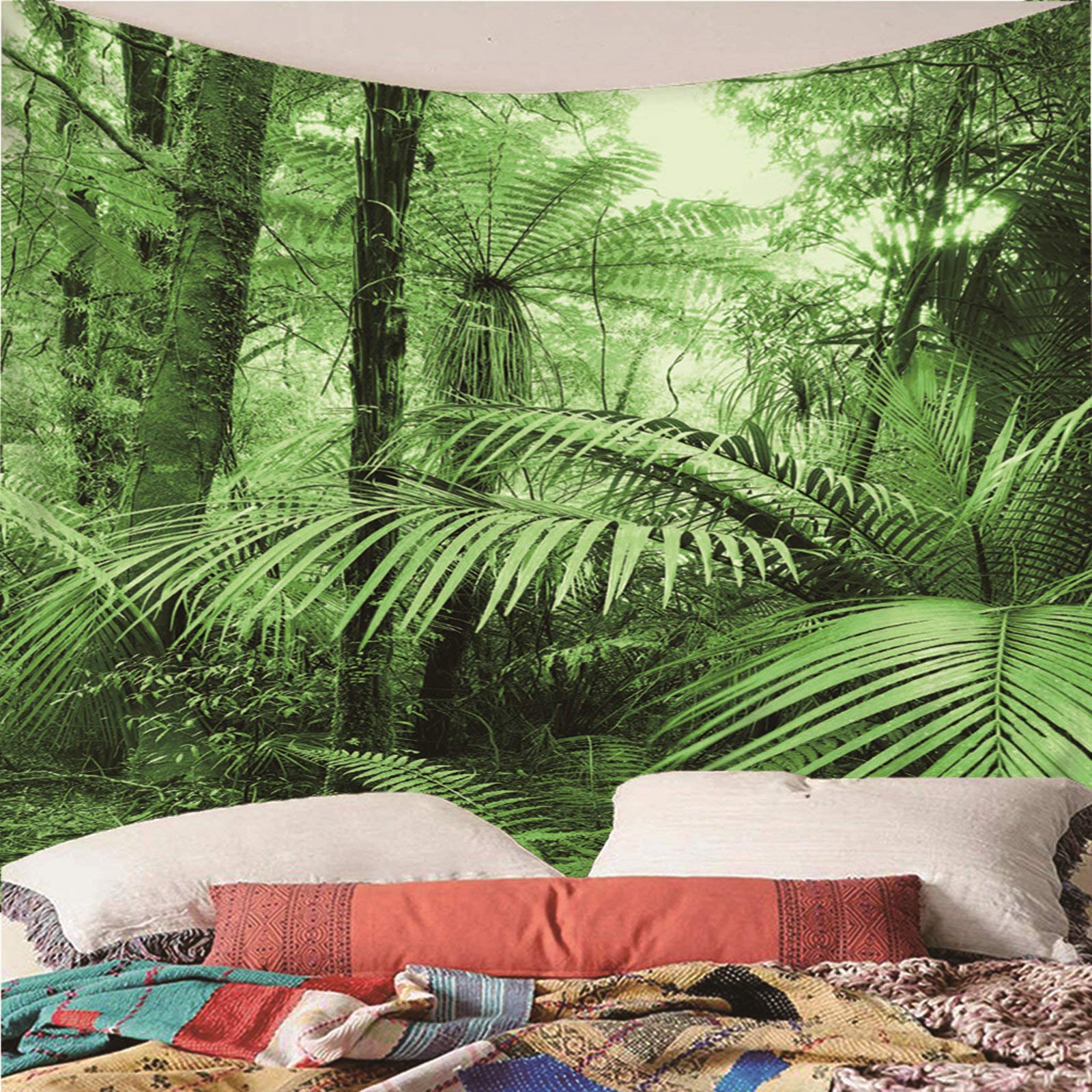 Aeici Alfombras de pared, tapices para colgar bosques, decoración del hogar, para colgar tapices, 260 x 240 cm, color verde