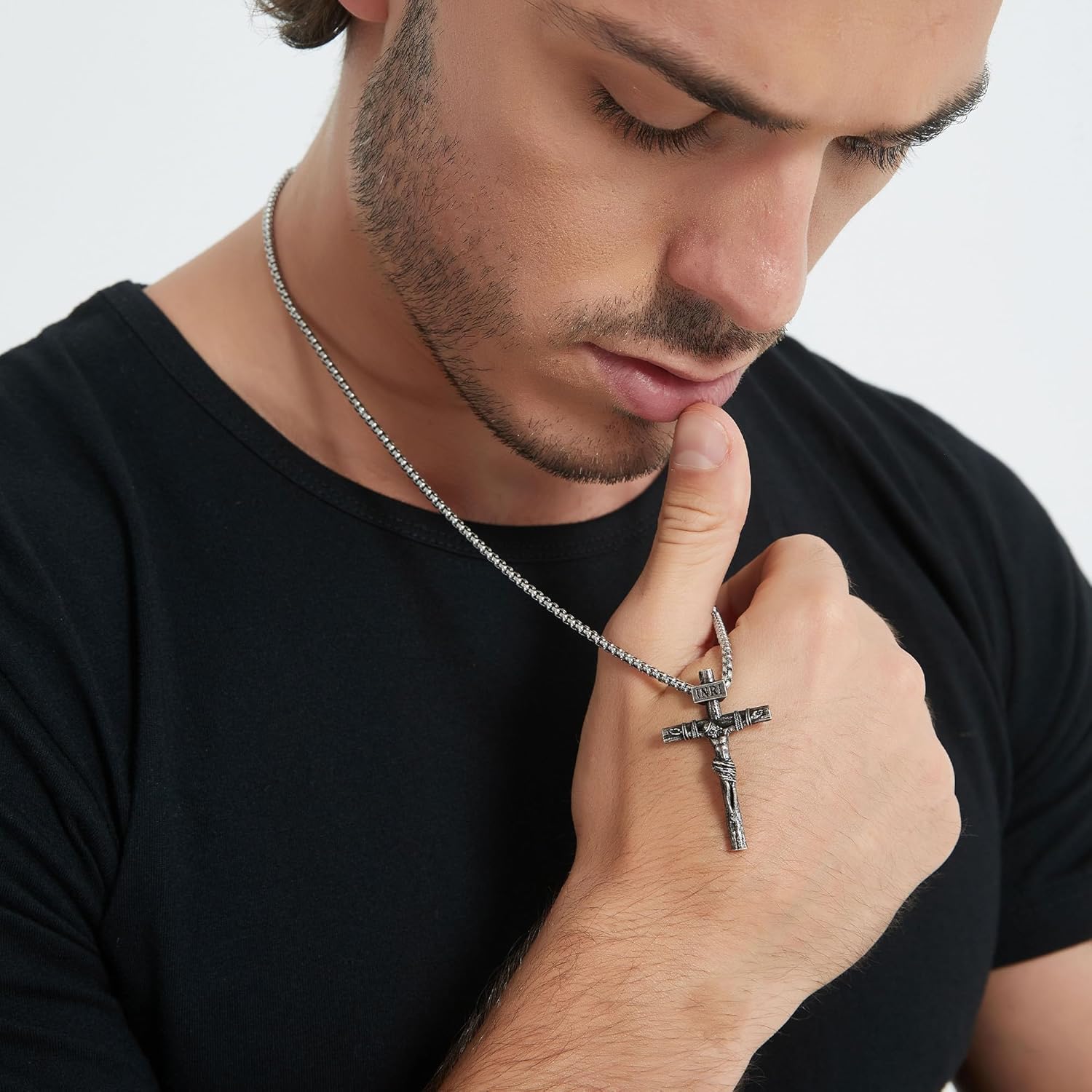 Crucifix Cross Necklace for Men and Women with Exquisite Jesus Pendant and Stainless Steel Chain 16-30 Inch - Image 2