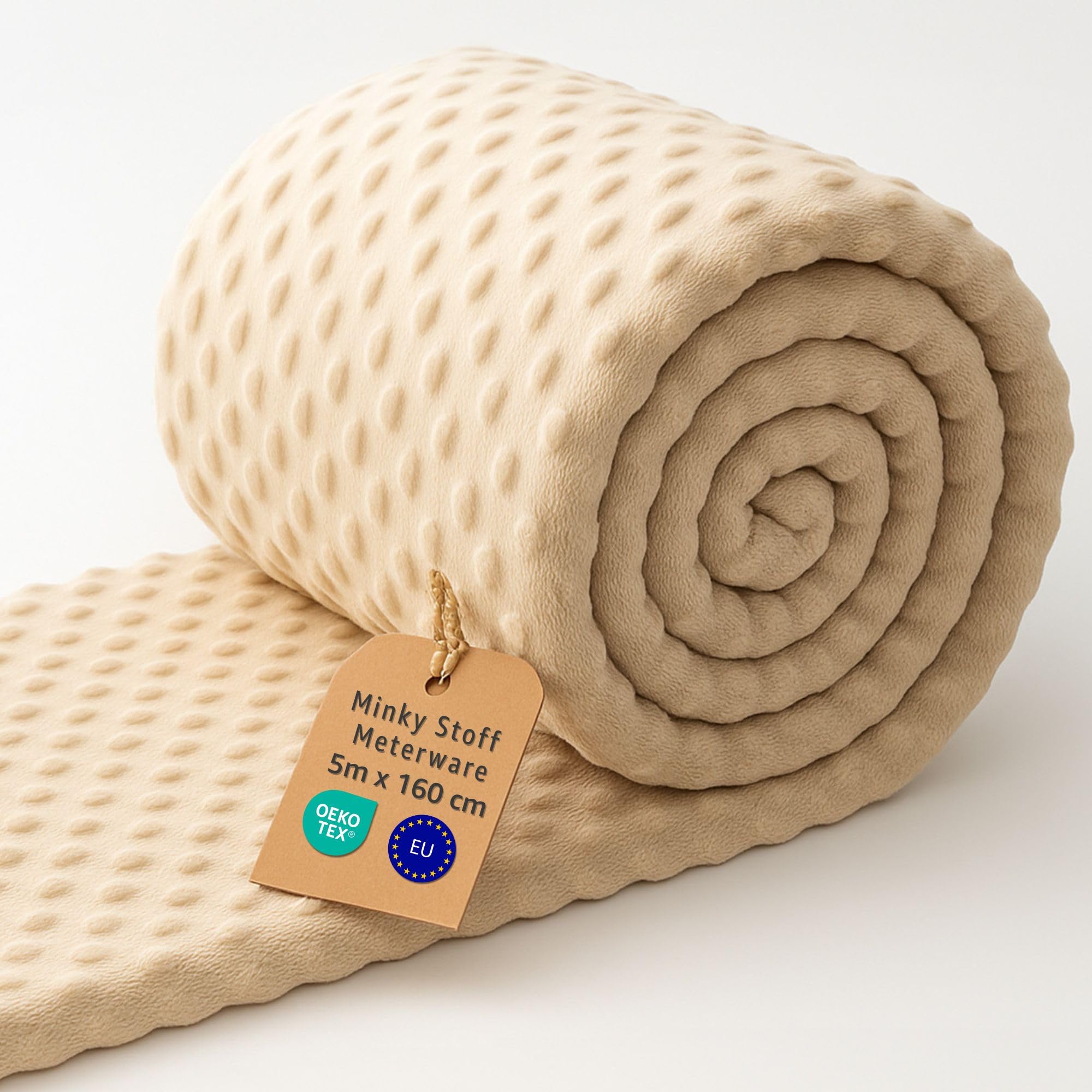 Plush Fabric by the metre 5 M - Soft Plush Fabric for Sewing Crafts Decoration Perfect for Clothing Blankets Cushions Accessories and DIY Couture Projects Oeko-Tex Light Beige โ image 1