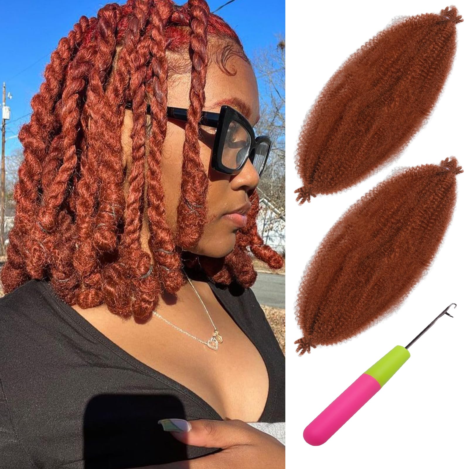 Amazon.com : KYNLEY 350 Marley Hair 2 Packs Ginger Springy Afro