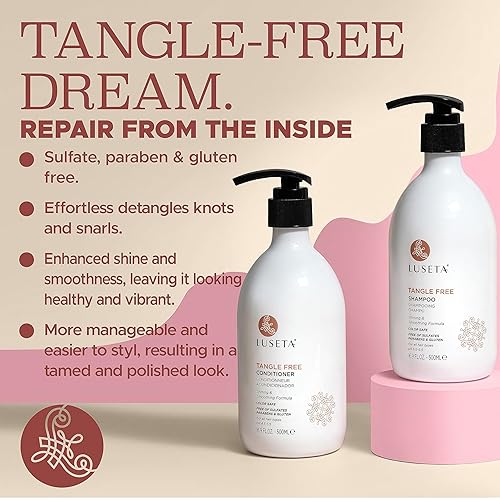 Miniatura 4 de Luseta - Juego de champú y acondicionador de rutina sin enredos para mujeres y hombres, sin sulfato, champú y acondicionador para desenredar con