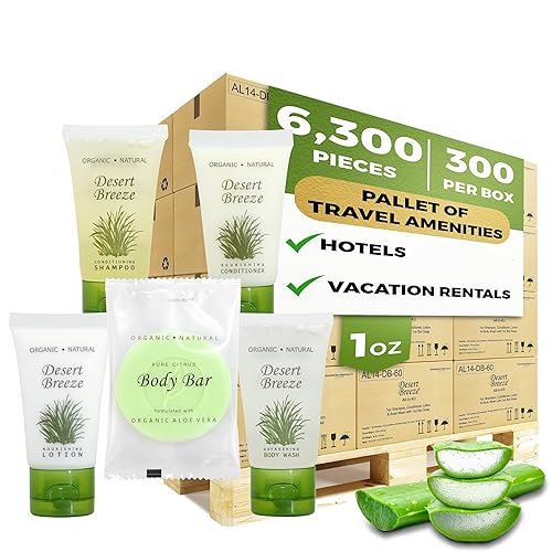 Vista 10 de Desert Breeze Hotel Jabones y artículos de tocador a granel Kit de amenidades 1-Shoppe Champú y acondicionador de 1 oz, gel de baño, loción