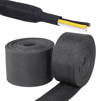 50% Ratio Braided Heat Shrink - Rigid, Durable and Flexible Fabric Shrinkable Cable Sleeve Management Protector for Cable Wire Harness 2I.D. Size - 60inchLength