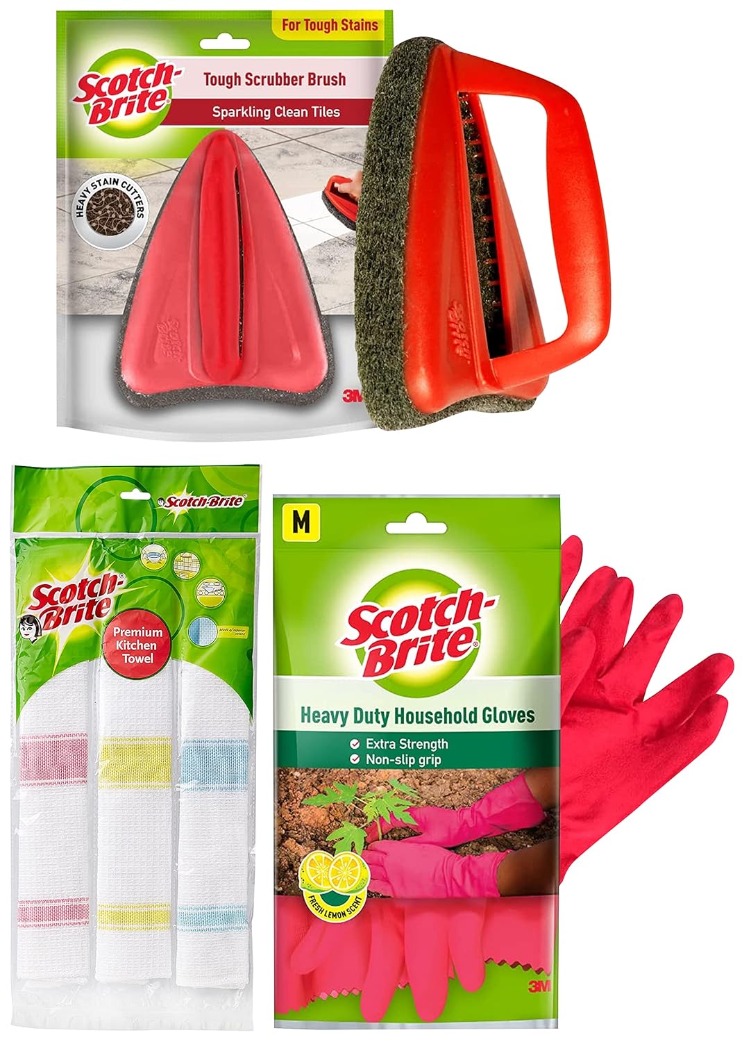 ScotchBrite Rubber Heavy Duty Hand gloves for Dishwashing, 1 Pair