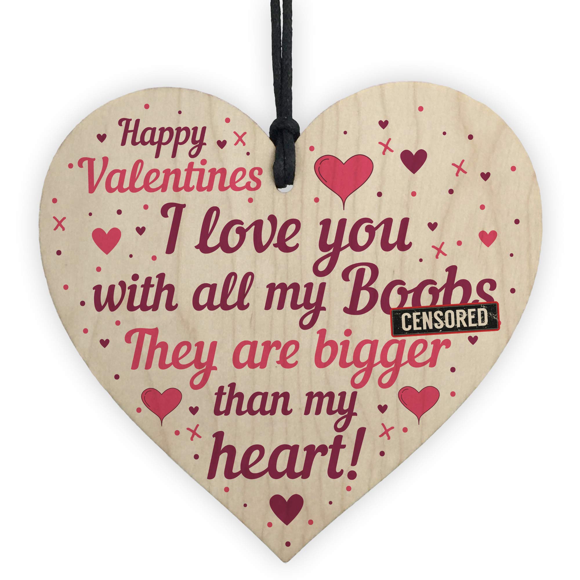 Red Ocean Hilarious FUNNY Valentines Gift For Him Wood Heart Valentines Gift For Boyfriend Husband