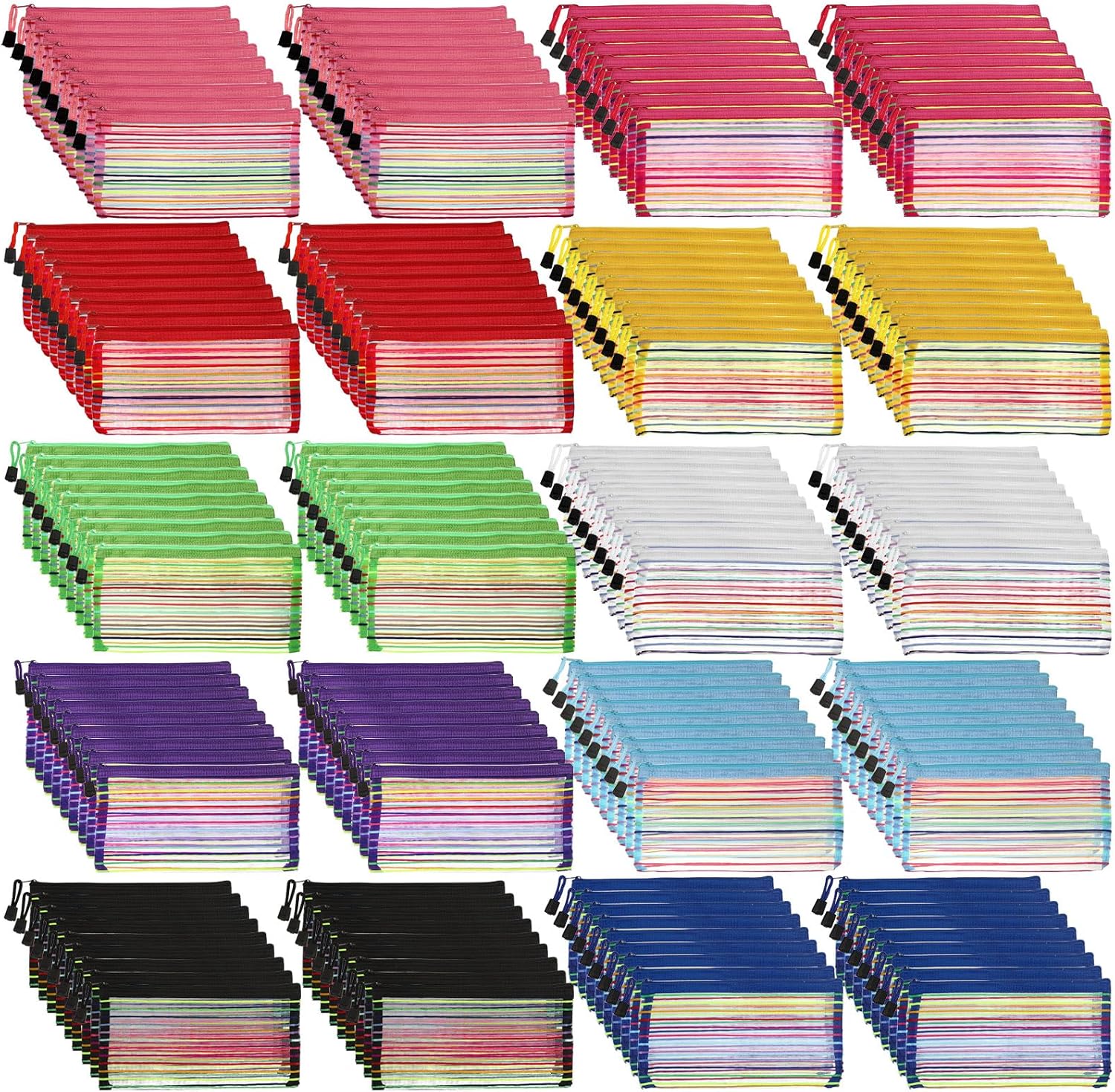 Glenmal 180 Pcs Mesh Zipper Pencil Pouch Bulk 10 Colors