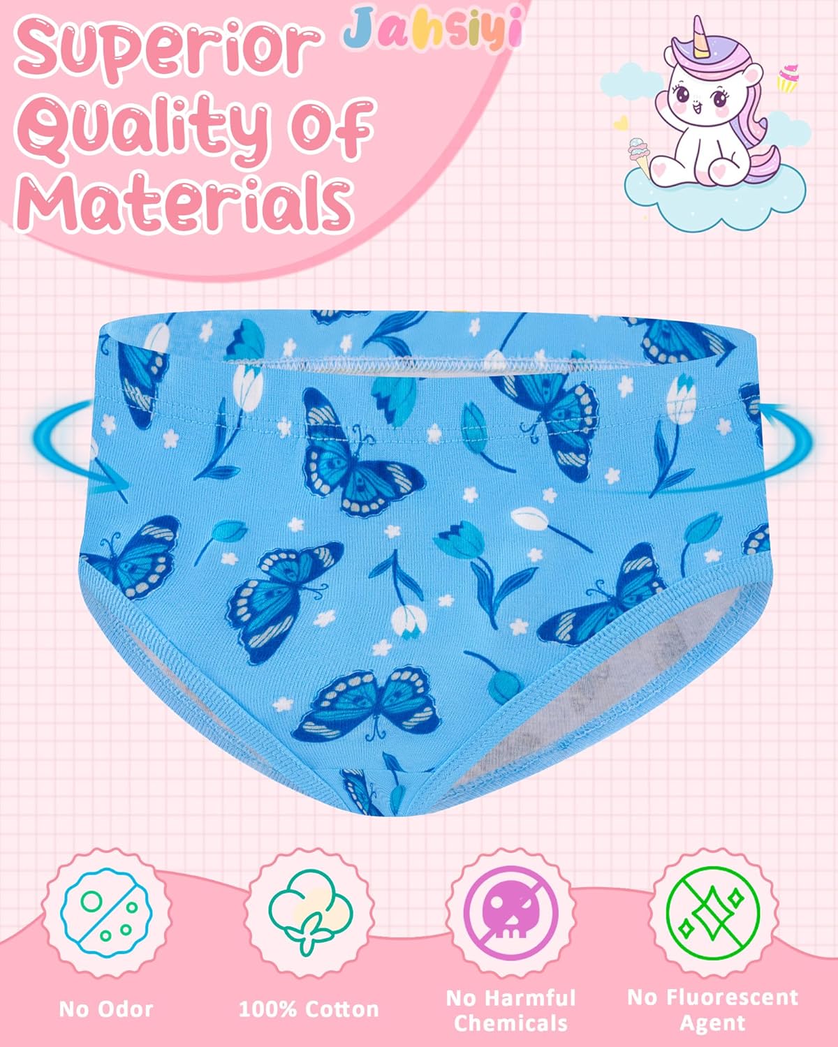 100% Cotton Girls Underwear Tagless Comfort Toddler Panties (6-Pack) - Image 3