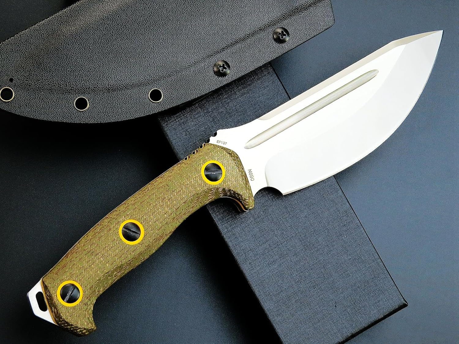 Eafengrow EF137 Fixed Blade Knife, N690 Steel Blade,Micarta Handle Full Tang EDC Fixed Knifes for Outdoor Activities Working Camping