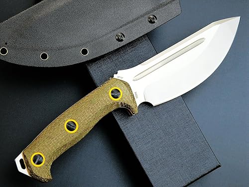 Miniatura 3 de Eafengrow EF137 Cuchillo de hoja fija, hoja de acero N690 de 2 pulgadas de ancho, mango Micarta, cuchillos rectos de alta resistencia para trabajo
