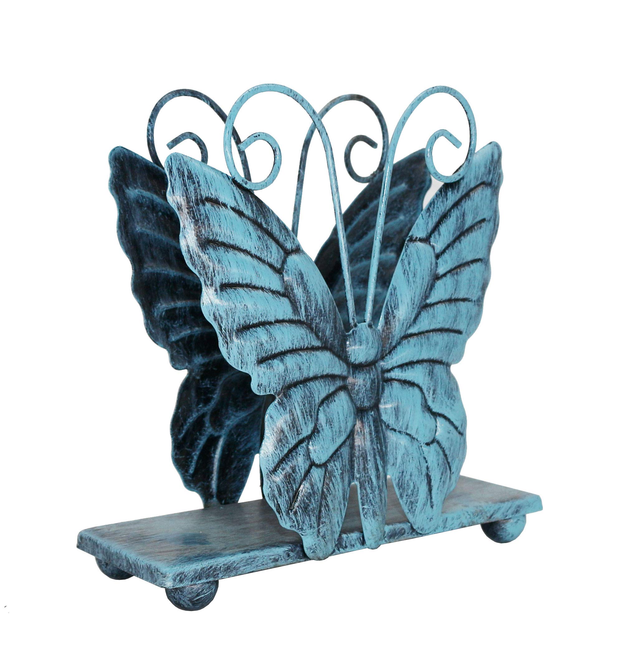 Servilletero de metal con diseño de mariposas para cocina con dispensador de pañuelos independiente