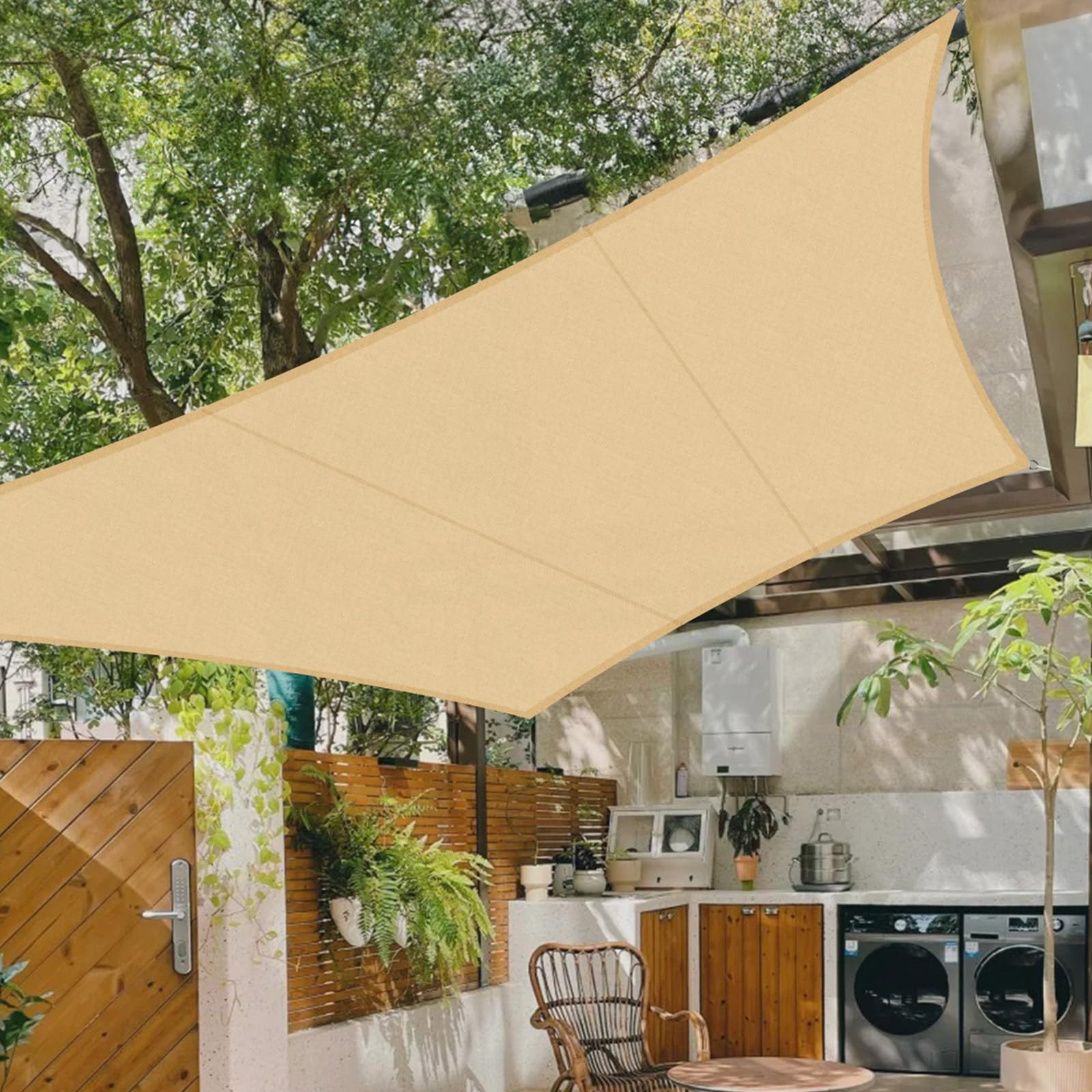 Cool Area Toldo Vela de Sombra Impermeable Rectangular 2.5x4m Protección UV PES Toldos para Patio Exterior Jardín Terraza-Arena — view 72