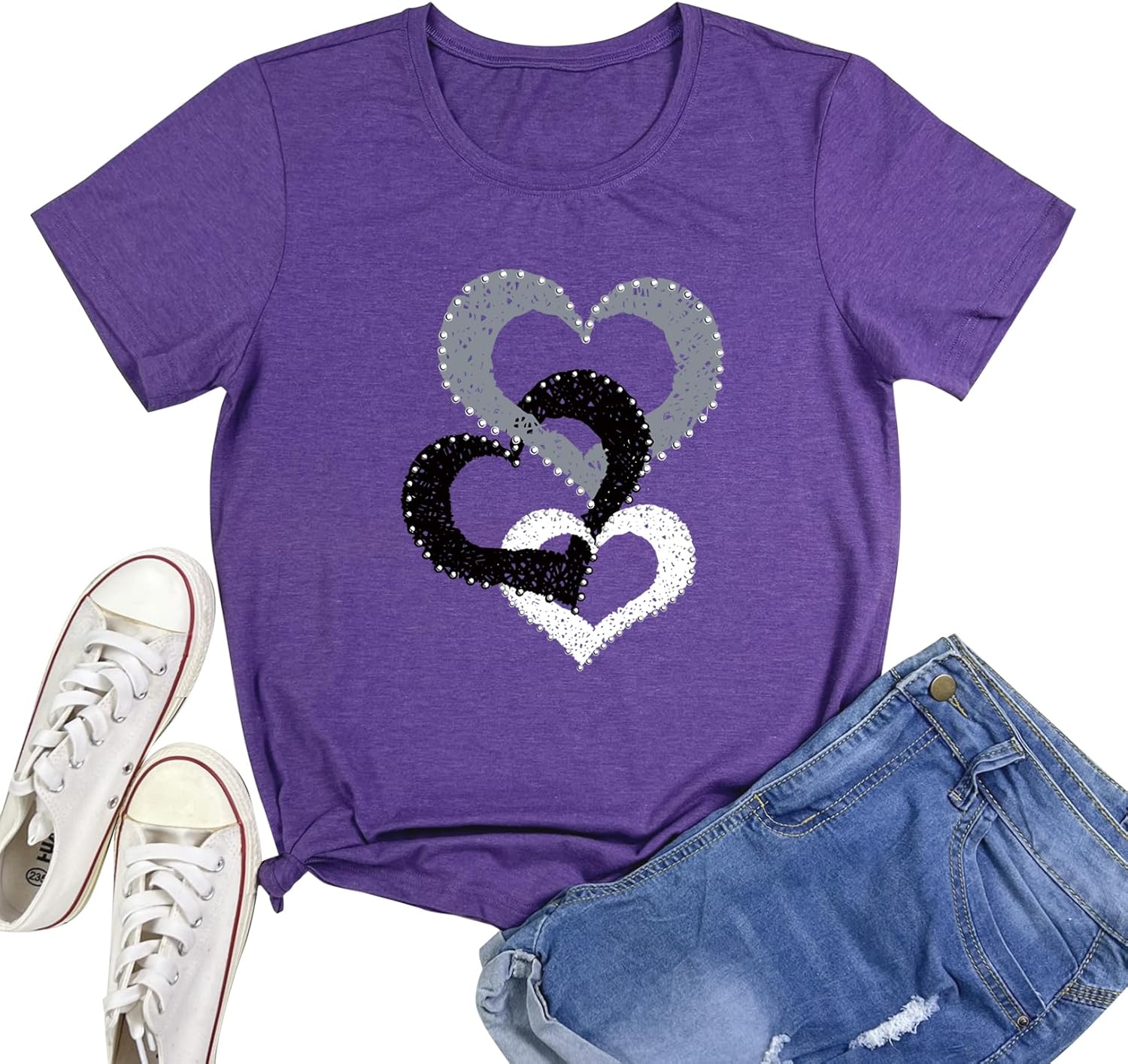 BLACKOO Women Cute Heart Graphic Tees