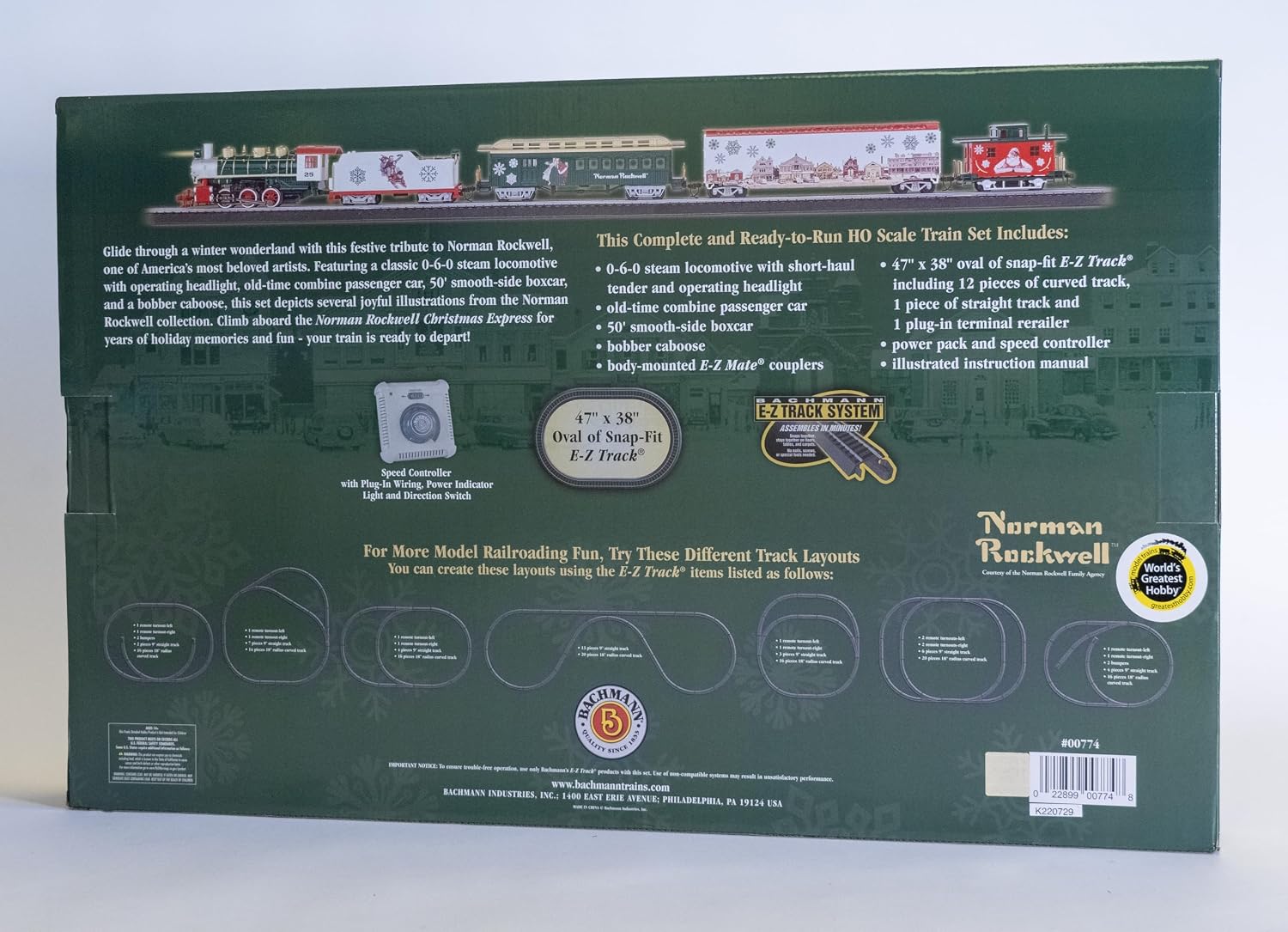 Bachmann Trains - Norman Rockwell Christmas Express - Ready to Run Electric Train Set - HO Scale