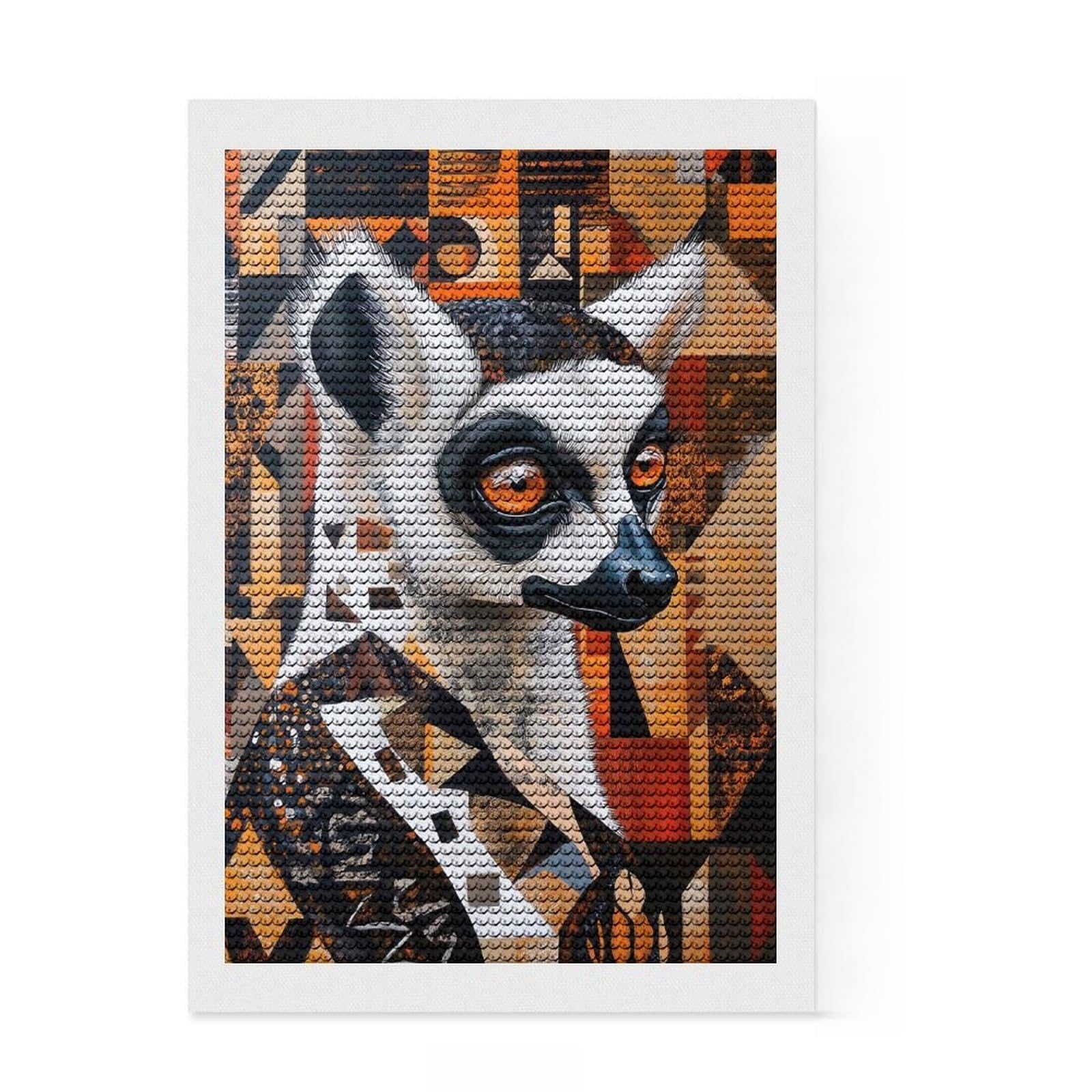 Junmoney African Lemur Portrait DIY Diamond Art Canvas Kit 8"x12", Enjoyable At-Home Hobby, Creative Leisure Activity, Home Wall Decor