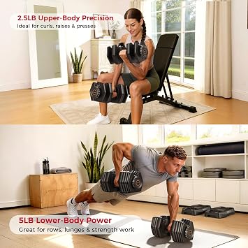 FEIERDUN 2x11kg(25LB) | 2x24kg(52.5LB) | 1x25kg(55LB), Adjustable Dumbbell