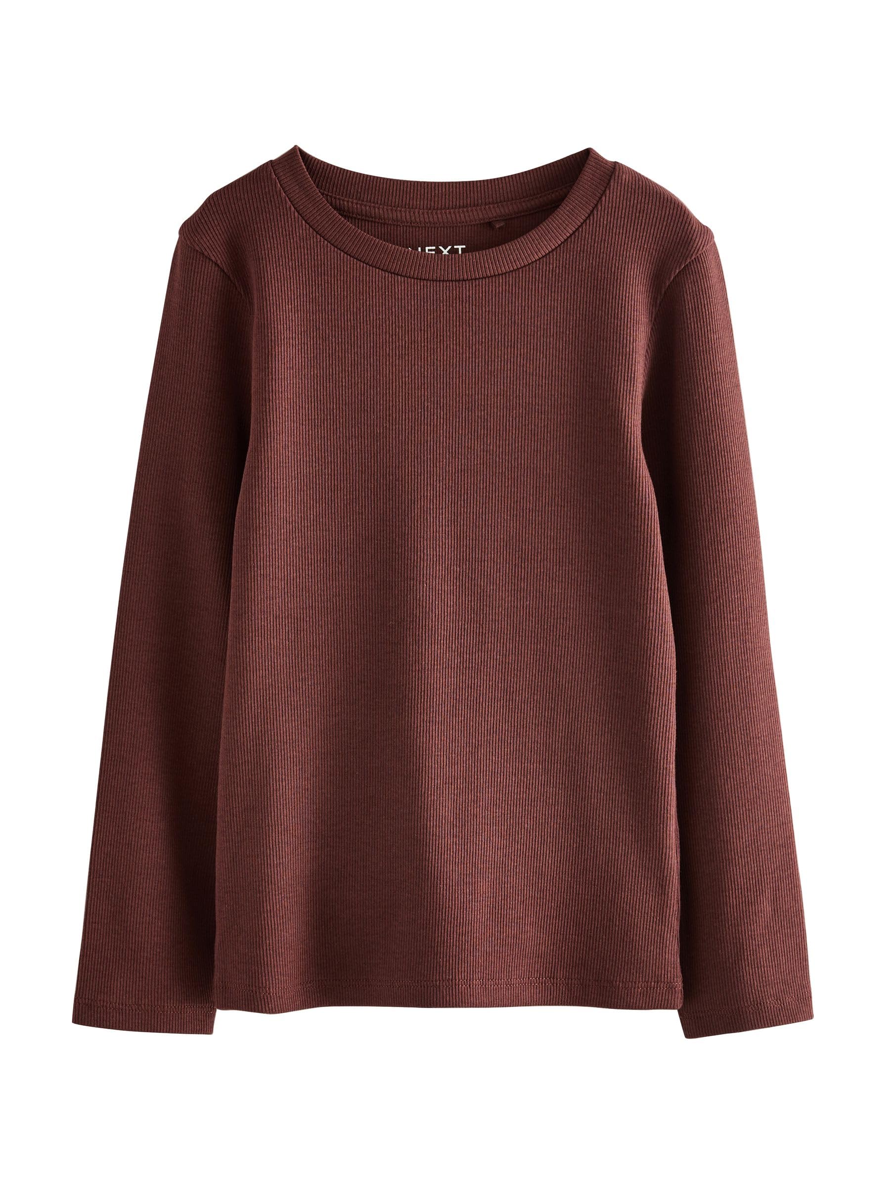NEXT Mädchen Gerippte Langarm-T-Shirts, 4er-Pack