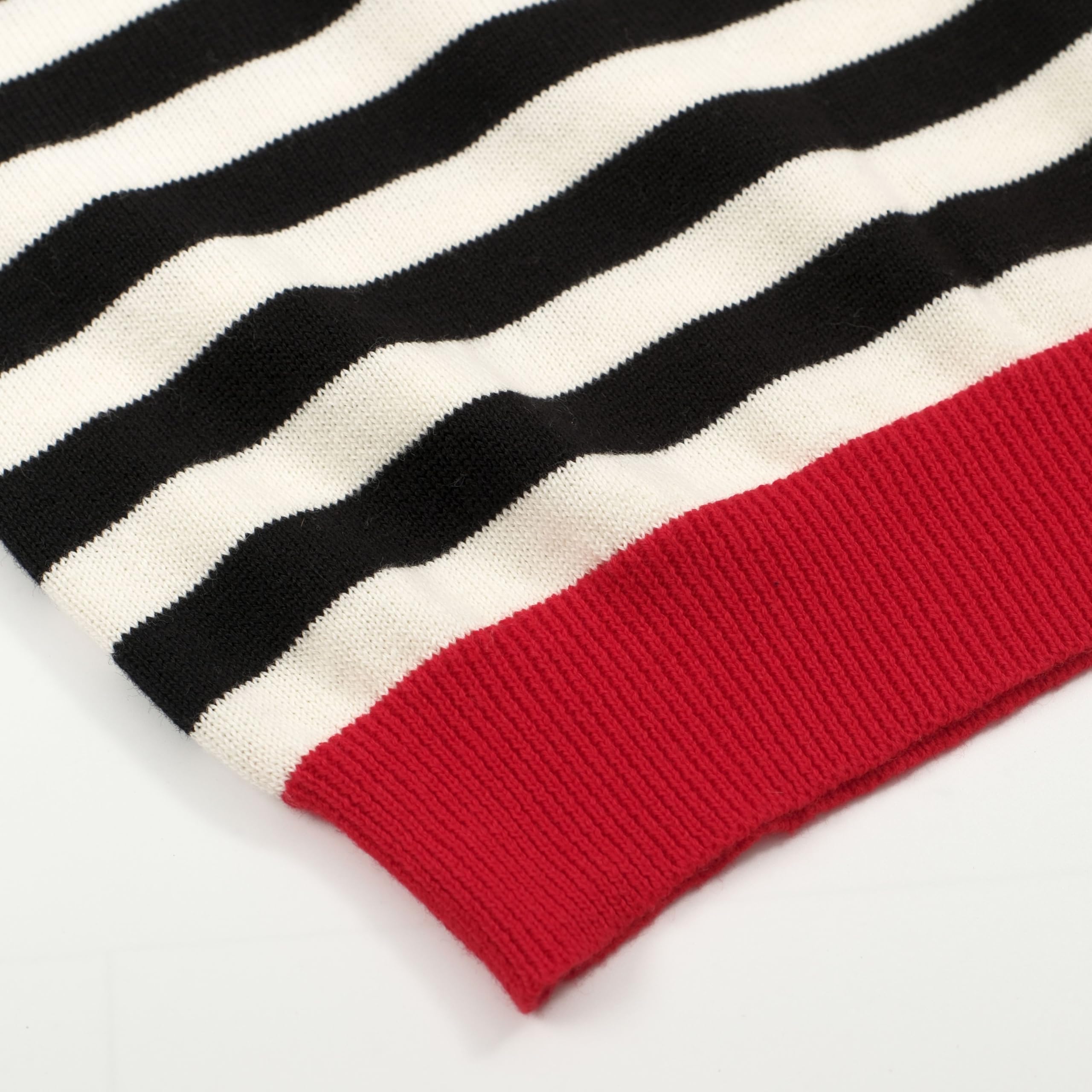 OXKnit Retro Streifen T-Shirts Damen 1960er Jahre Klassisches rotes Liebesherz Stricken Kurze Ärmel lässig Top