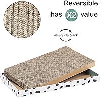 Vista 3 de PAWSFANS Rascador de cartón para gatos con caja, tabla de rascar de corrugado duradera, sofá cama para gatitos, hierba gatera reversible incluida