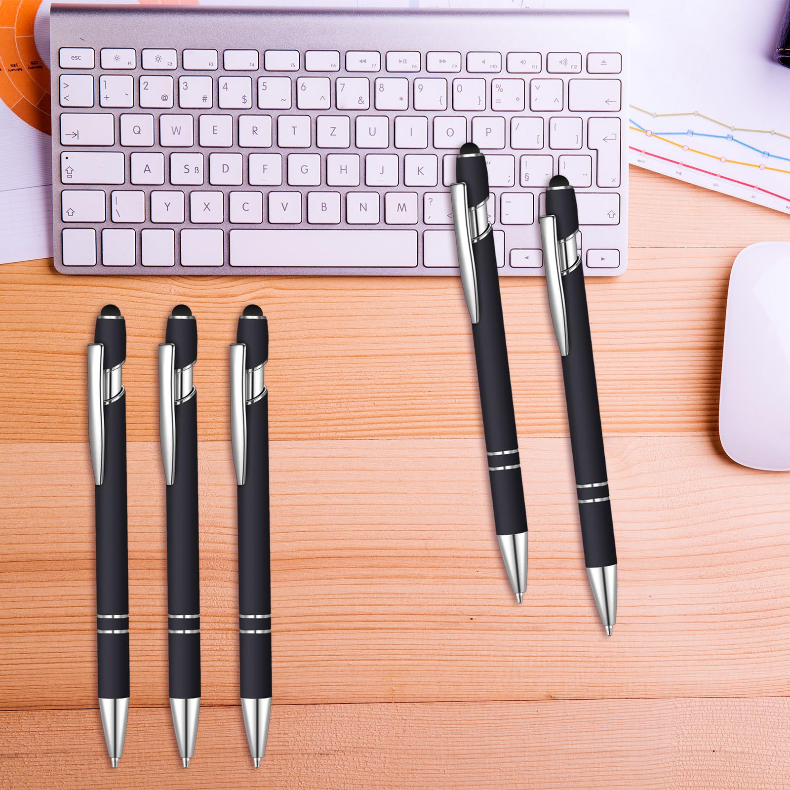 50 penne a sfera a inchiostro nero con stilo 2 in 1 penna a sfera per touch screen, penna di ringraziamento 2 in 1, regalo per colleghi, colleghi, ufficio (nero)