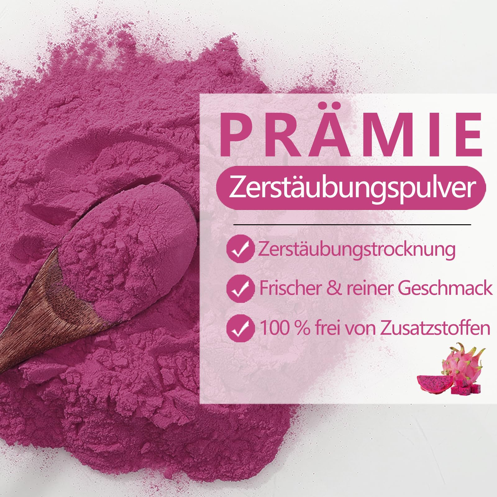 ULTHMOK Polvo Premium de Jugo de Pitaya 450g – Polvo de Pitaya de Secado por Atomización, Sin Azúcar Añadido