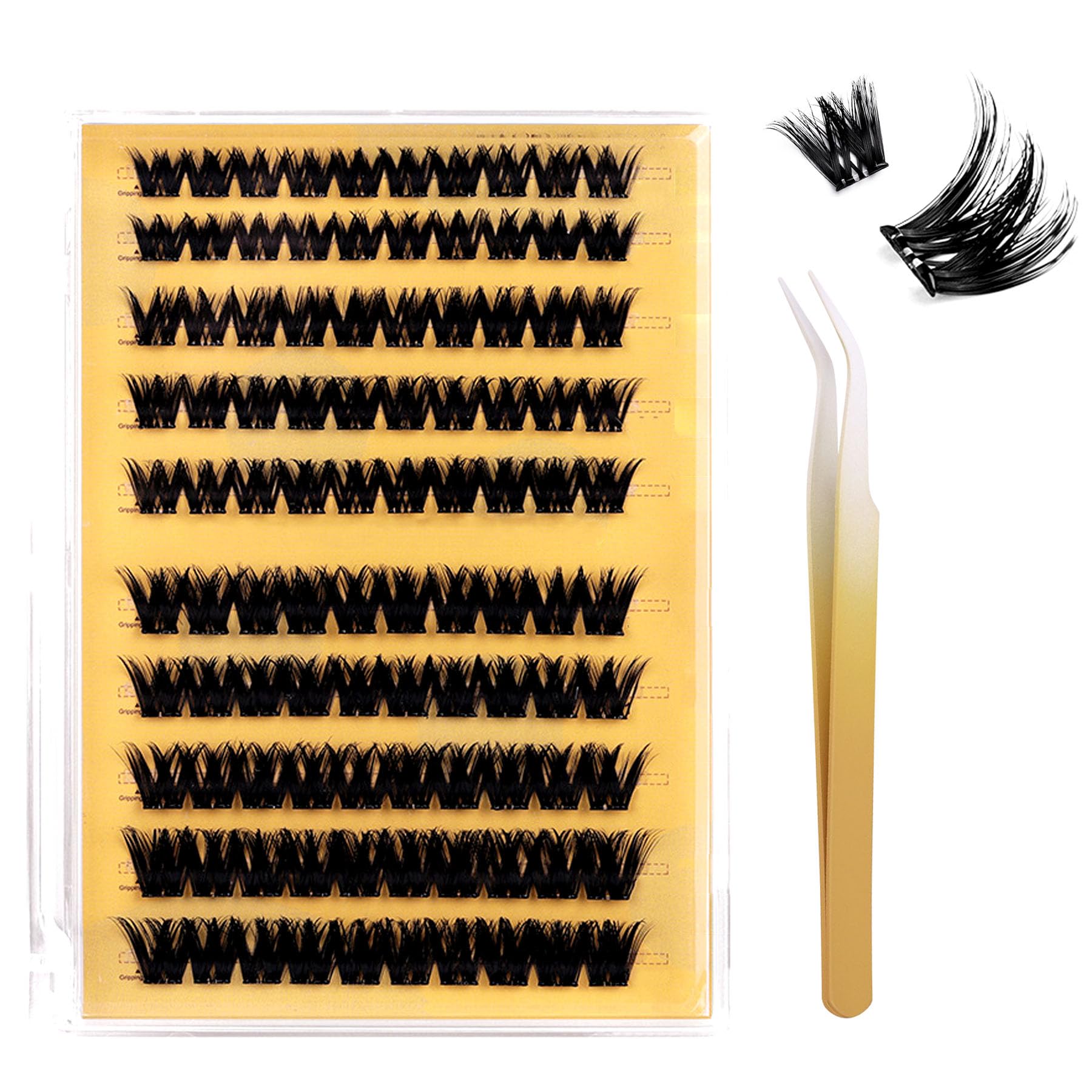 TORMEN Self Adhesive Eyelashes, 100 Pcs Lash Clusters False Eyelashes 10-16mm D+ Curl Press On No Glue DIY Lash Clusters with Tweezer,Reusable Naturally thick eyelashes,Fake Lashes for Women