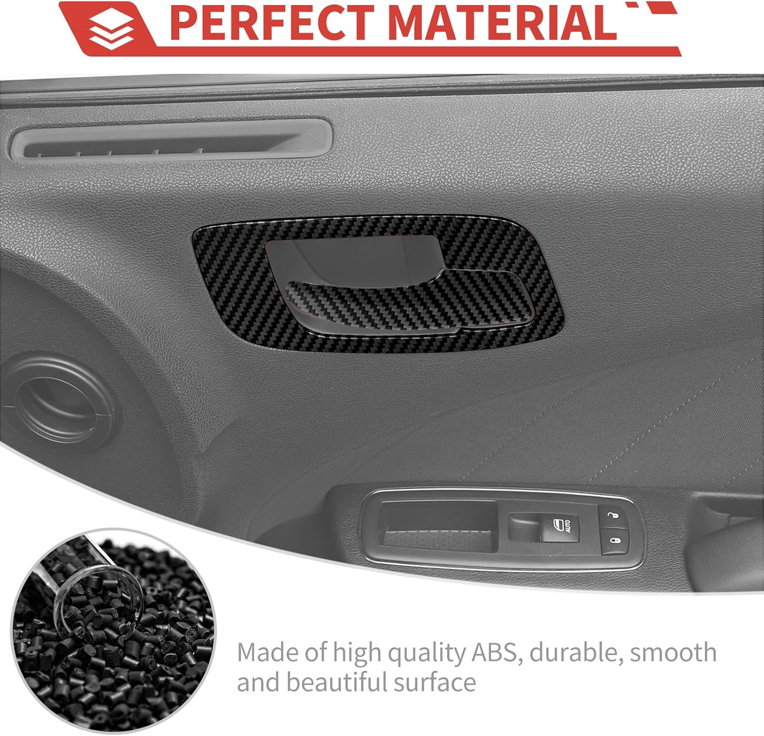 Inner Door Handle Bowl Cover Kit Fit for Dodge Charger 2011+/Chrysler 300C 2011+ Inside Door Push Pull Handle Decal Interior Accessories Kit,Carbon Fiber Finish