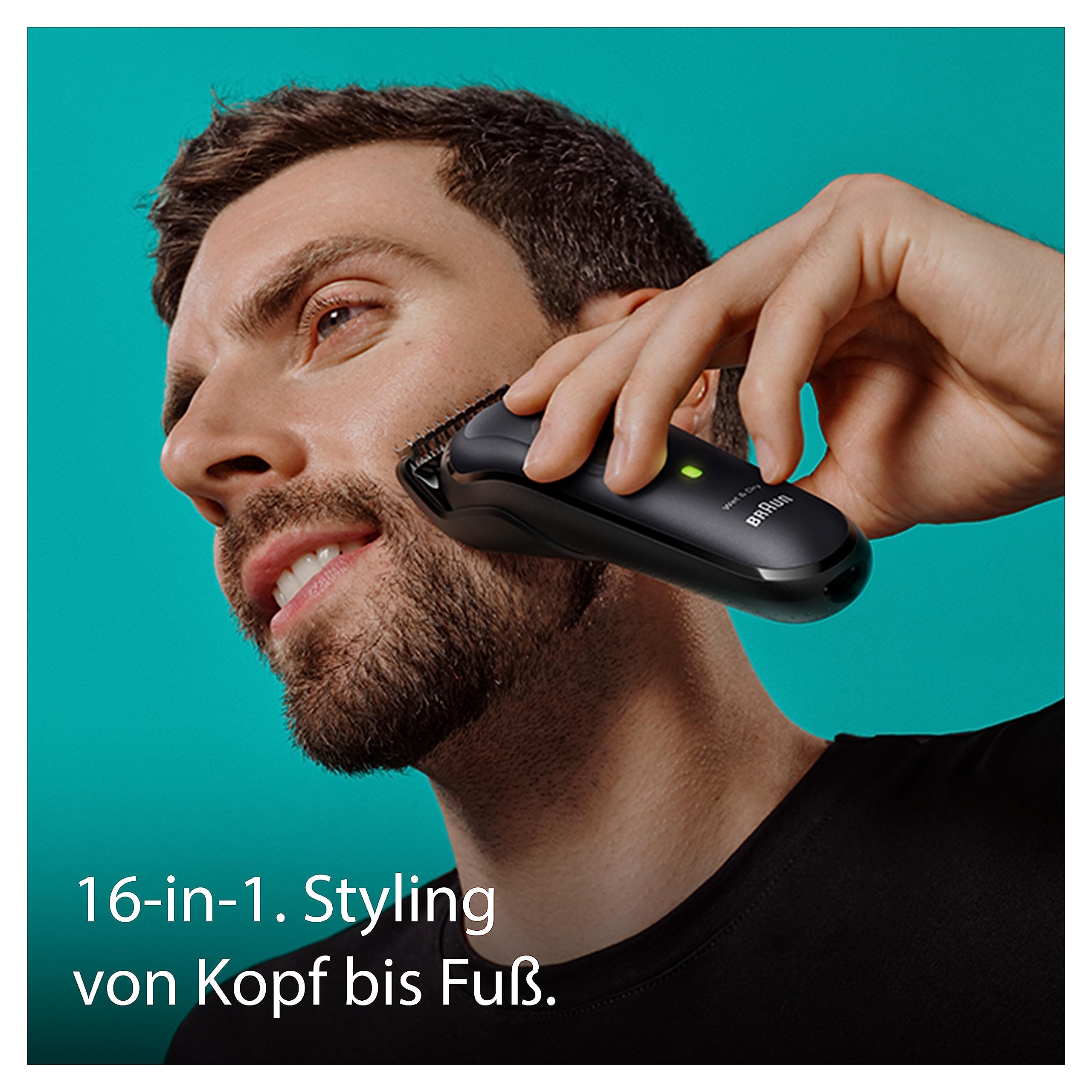 Braun All-In-One Trimmer-Set 7, 12-in-1 Multigroom, Barttrimmer, Nasenhaartrimmer, Haarschneidemaschine für Gesicht, Kopf und Körper 100 Min. Akku, 14 Längen (3–21 mm), Wasserdicht, MGK7460, Schwarz