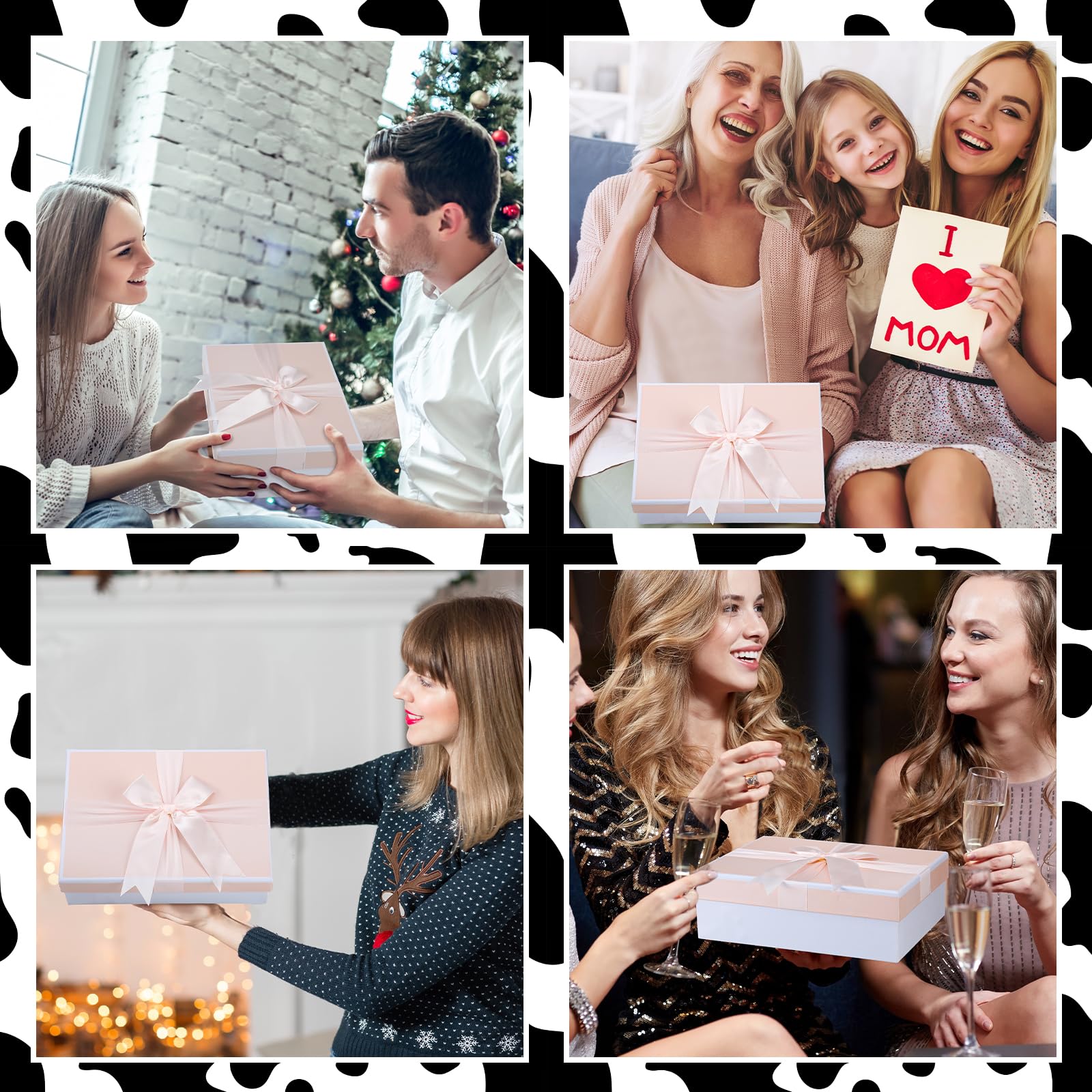 6-teiliges Kuh-Geschenkset Für Damen – Mit Becher, Decke, Socken, Hausschuhen, Tasche & Schlüsselanhänger