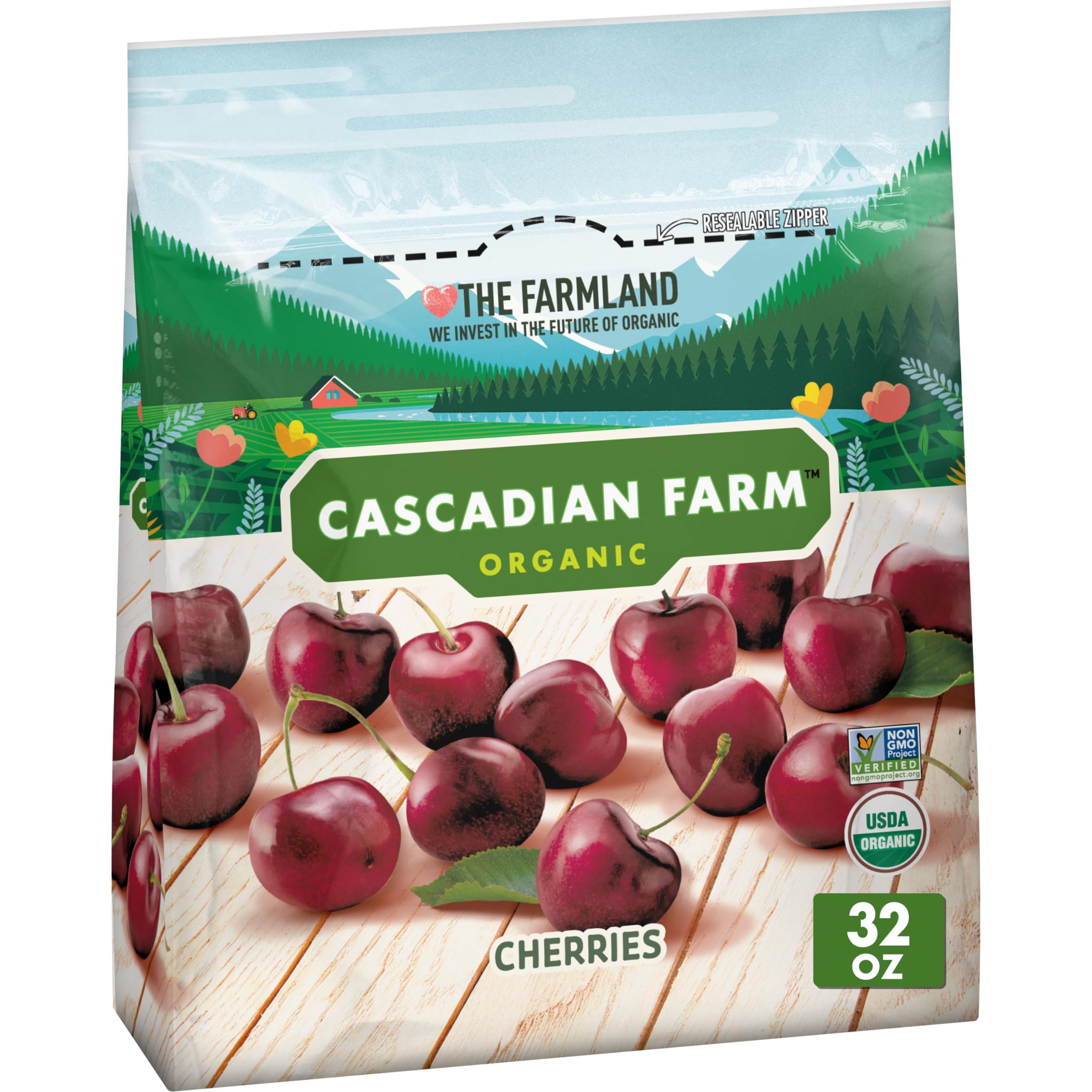Cascadian Farm Organic Cherries, Premium Frozen Fruit, Non-GMO, 32 oz Resealable