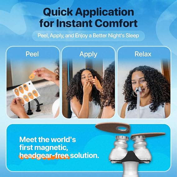 Bleep Eclipse Halos C Pap Mask-Free Interface, Strapless Sleep Apnea CPAP Nose Mask with 64 MagSeal Ports, Leak-Free Adhesive, BPA-Free, Supplies & Accessories, 32 Count, USA-Made (Pack of 2)