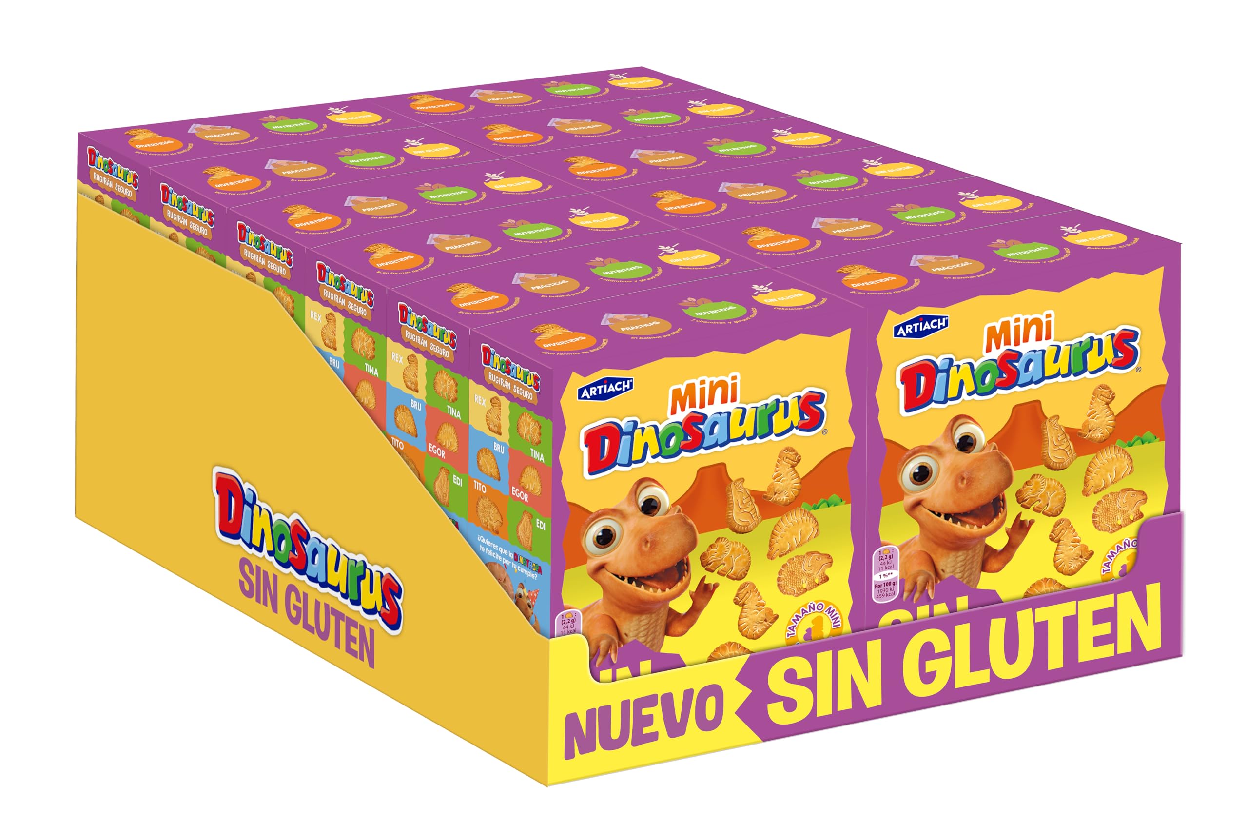 Galletas Mini Dinosaurus Sin Gluten 160gr (Pack de 12). Total 1,92kg - Dinosaurus