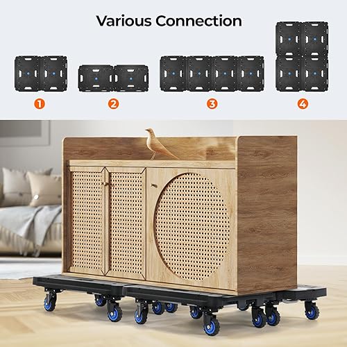 Miniatura 9 de MUNBYN Camión de plataforma, carrito de empuje Dolly móvil plegable de mano, carrito portátil de 300 libras para almacenamiento de garaje, hogar y