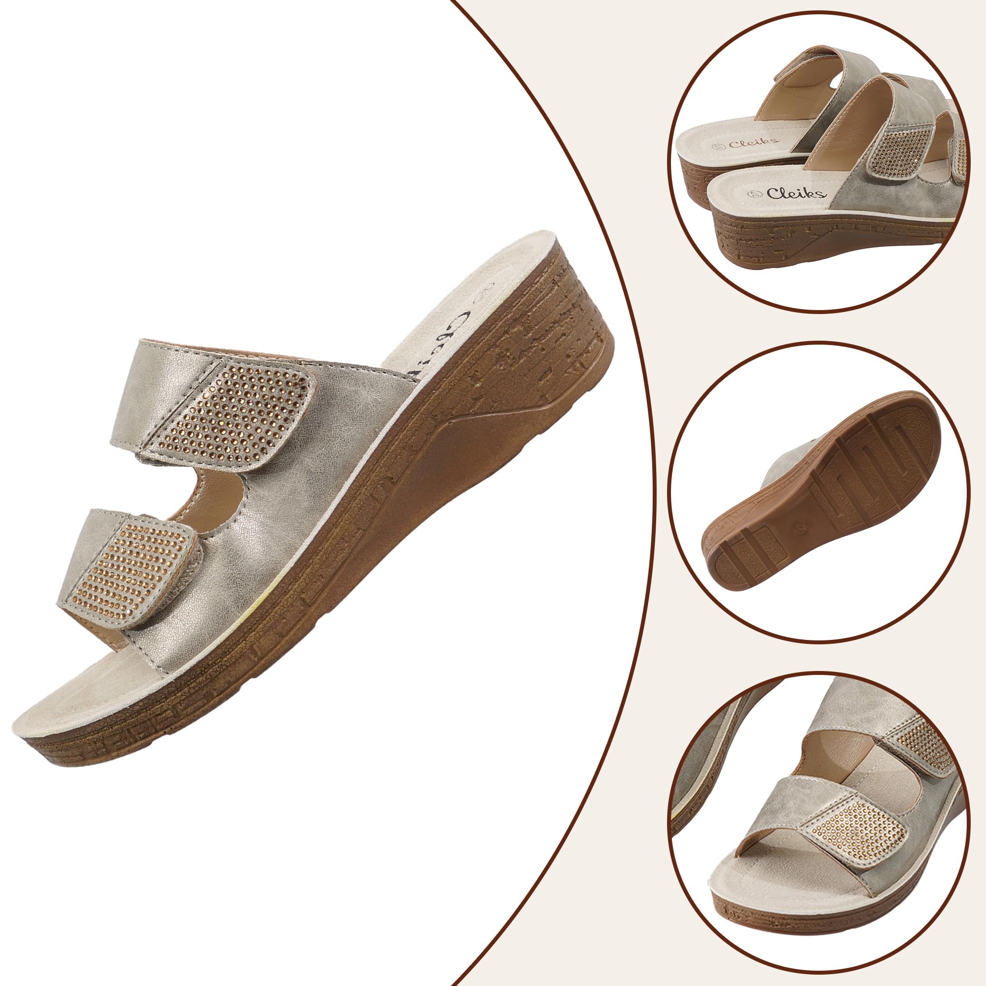 Sandali Aperti Donna Pantofole con Chiusura a Strappo Sandali Infradito Larghi Scarpe Estive Scarpe Ortopediche Ciabatte