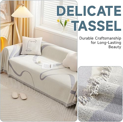 Miniatura 4 de VClife Funda de sofá modular, de felpilla suave, color crema y gris claro, funda de sofá para mascotas, funda individual caqui y marrón con