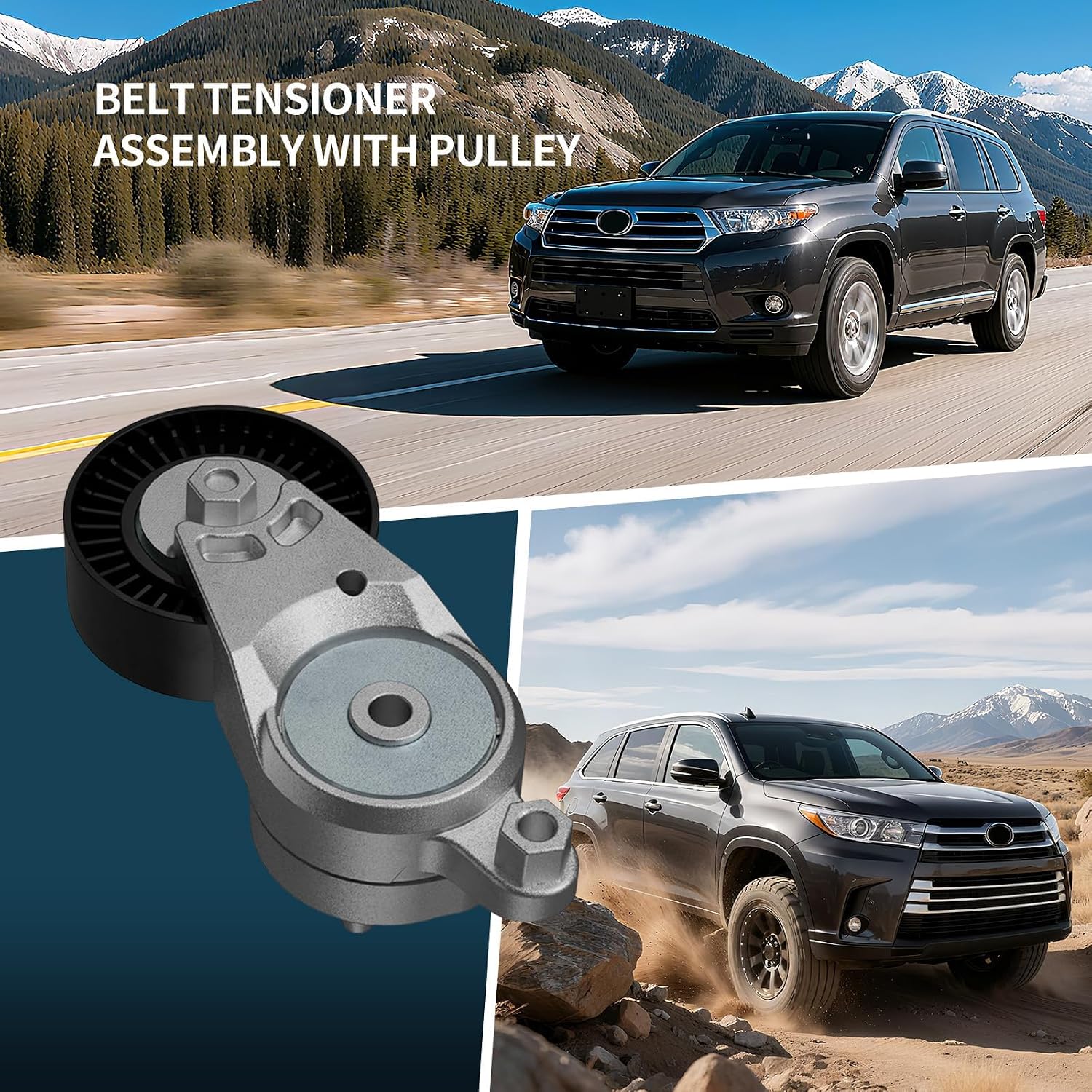 39106 Belt Tensioner Assembly Compatible with Toyota Camry 2012-2017, RAV4 2009-2018, Venza 2009-2015, Sienna 2011-2013, Highlander 2009-2019, Lexus NX300h Replaces# 1662036010