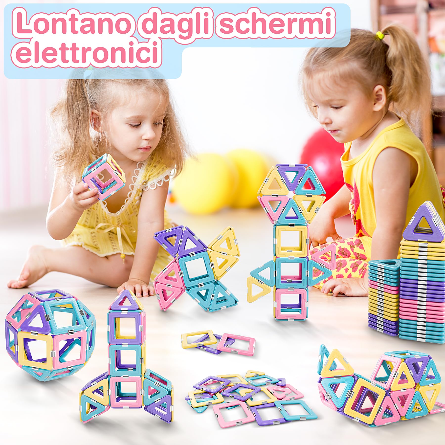 Lovchil Costruzioni Magnetiche, blocchi costruzioni magnetici 36 Pezzi, giochi magnetici per bambini, Educativi Calamite Montessori STEM Costruzioni, Regalo per Ragazzi e Ragazze dai 3 4 5 6 7 8 Ann