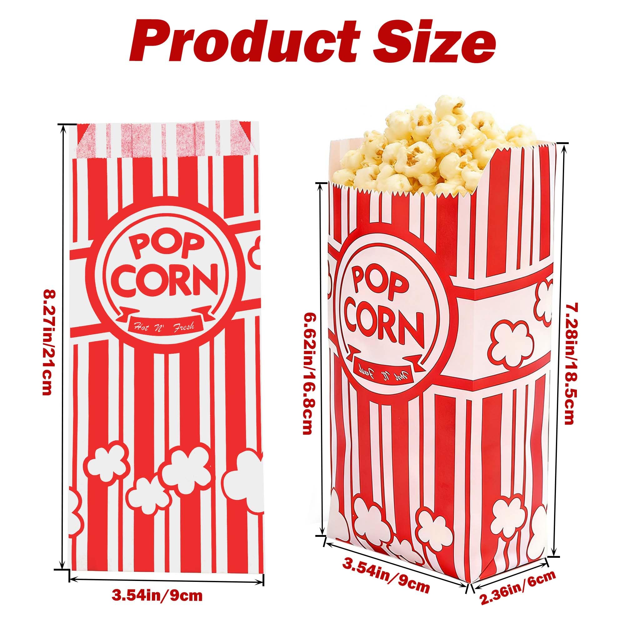 Homrelaxy 300 Stück Popcorntüten aus Papier, 28 ml, einzelne Portionen, Bulk Pop Corn Sleeves für Pop-Corn-Maschine, Filmabend, Kino, Karneval, Party, Konzessionen