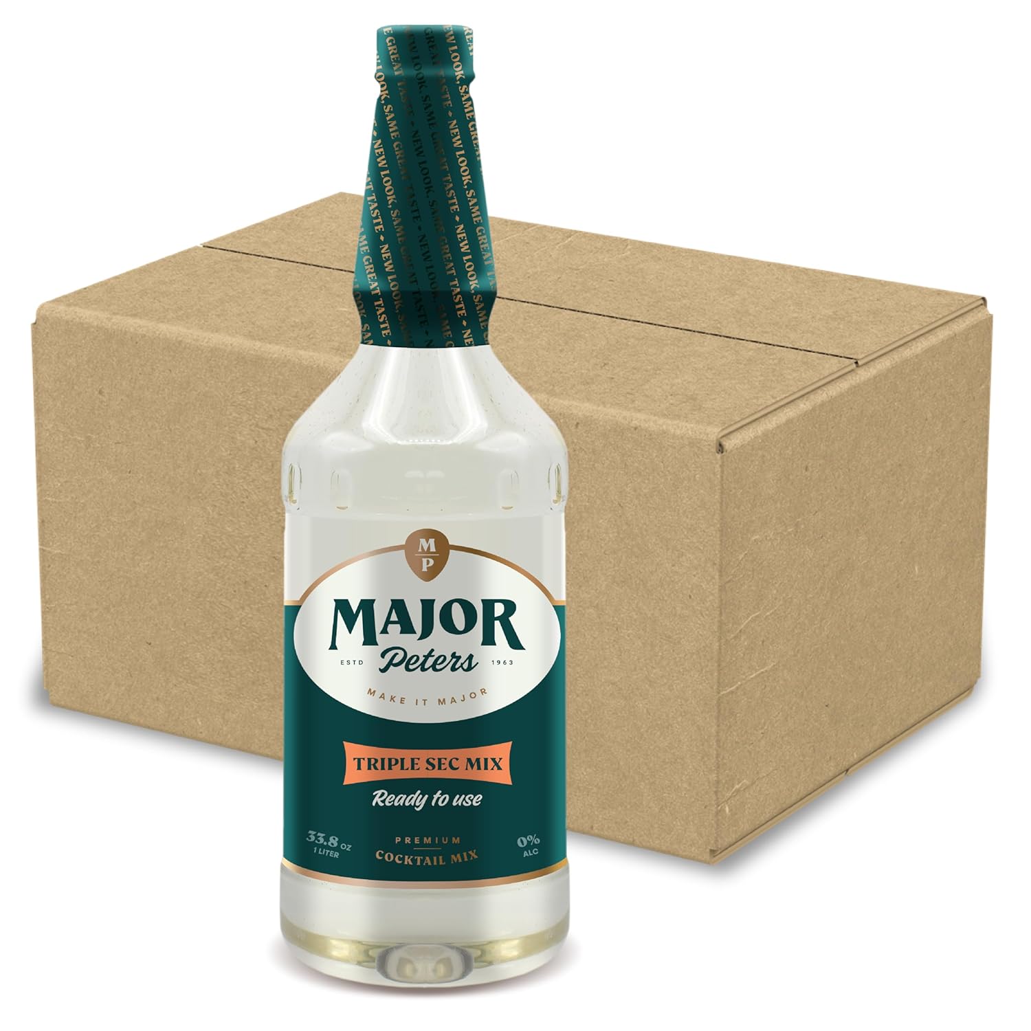 Major Peters' Triple Sec Mix, Only Add Spirits & Garnishes for Ideal Drink (33.8 Fl Ounce, Pack of 12)