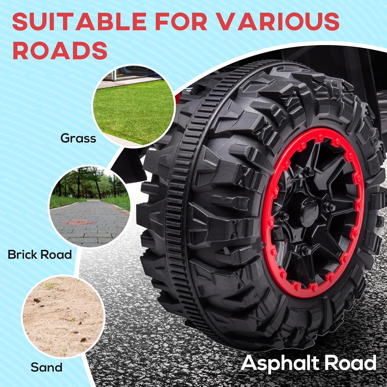 Aosom 12V Kids ATV Quad Car with Forward & Backward Function, Four Wheeler for Kids with Wear-Resistant Wheels, Music, Electric Ride-on ATV for Toddlers Ages 3+ Years Old, Red