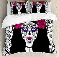 Vista 296 de Ambesonne Juego de funda de edredón de baloncesto, silueta de jugador de baloncesto, promoción de campeonato de competencia de atleta, juego de ropa